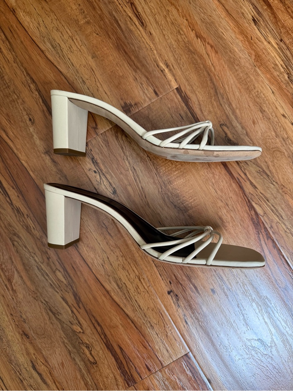 Staud Pippa Off-White Cream Leather Strappy Heel Bride Wedding - Picture 4 of 6